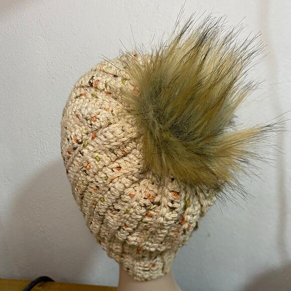 Crochet Beanie Women Chunky Cotton Winter Hat Pom Pom Holiday Gift Cozy Beanies - Picture 3 of 5